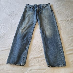 Moussy Vintage Jeans Womens Size 26 Blue Wide Straight Lightly Distressed